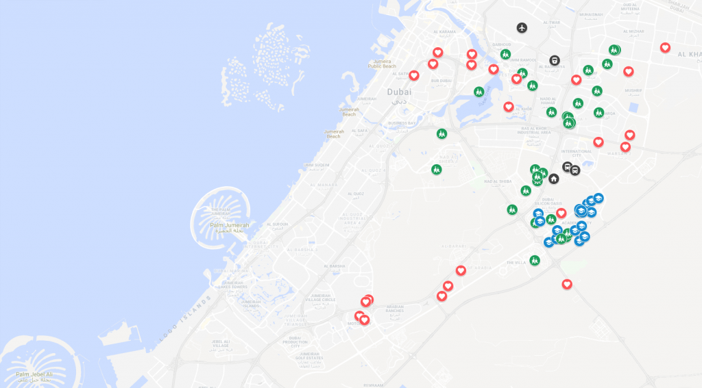 Map Dubai Best Schools Universities And Entertainment Venues Near Easy18 Apartments Townx Easy18 International City 1024x567 