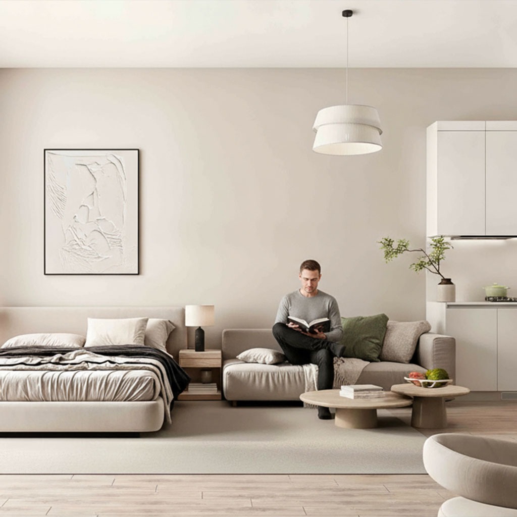 Warm interior with natural light